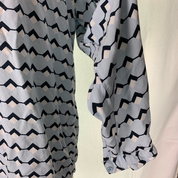 ICHI Blue Pattern Blouse Size L - Picture 3 of 7